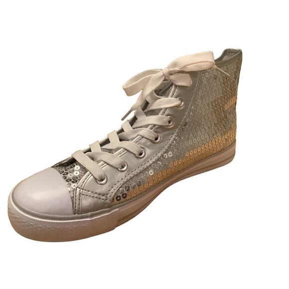 BALERA WOMEN'S SILVER SEQUIN HIGH TOP DANCE SNEAKERS *NEW* 11 - Picture 1 of 11